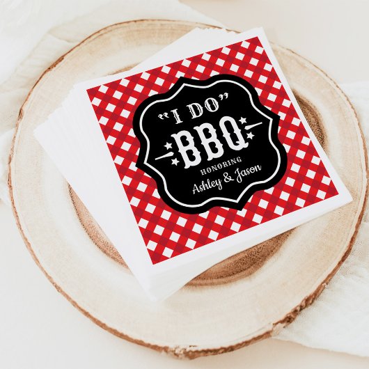 Ik Doe BBQ Rode Gingham Huwelijkswedding Servet
