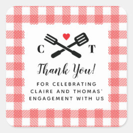 Ik doe BBQ rode picknick gunst Vierkante Sticker