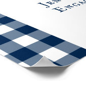 Ik doe BBQ Rustic Boerderij Navy Blauwe Geruite We Poster (Hoek)