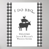 Ik doe BBQ Rustic Farmhouse Gray Pset Welkom Poster (Voorkant)