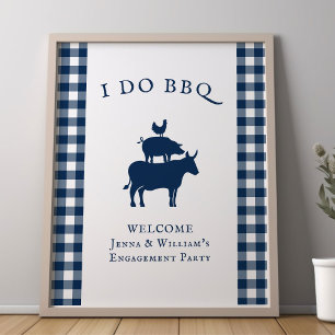 Ik doe BBQ Rustic Farmhouse Navy Blue Pset Welkom Poster