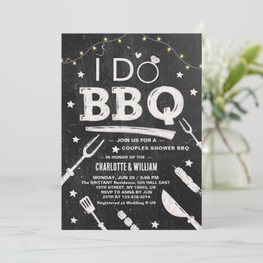 Ik doe BBQ Rustic Koppel Trouwdag Bruidsfeest  Kaart (Staand voorkant)