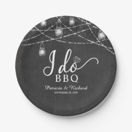 Ik Doe BBQ Rustic Krijt Verlovingsfeest Papieren Bordje