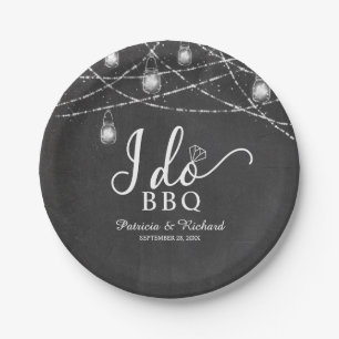 Ik Doe BBQ Rustic Krijt Verlovingsfeest Papieren Bordje