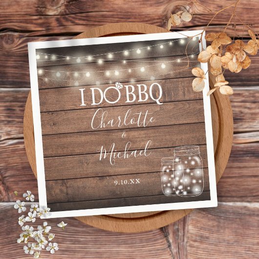 Ik doe BBQ Rustic Mason Jar String Lights Verlovin Servet