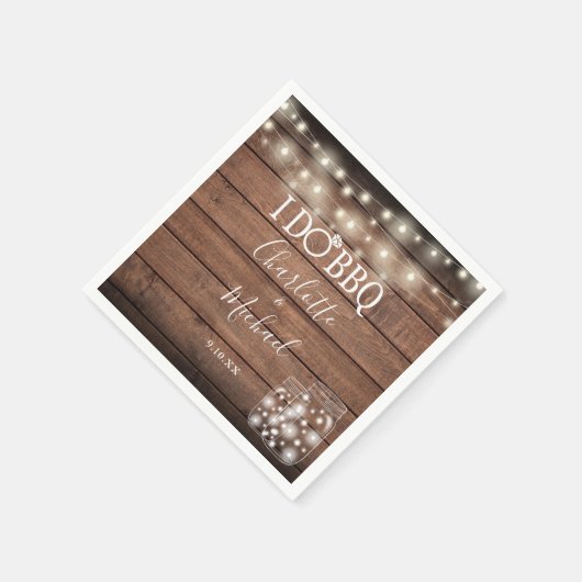 Ik doe BBQ Rustic Mason Jar String Lights Verlovin Servet (Hoek)