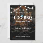 Ik doe BBQ Rustic String Lights Engagement Party Kaart (Voorkant)