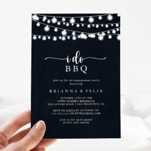 Ik doe BBQ Rustic String Lights Engagement Party Kaart