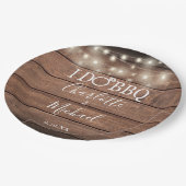 Ik doe BBQ Rustic Wood String Lights Verloving Papieren Bordje (Gekanteld)
