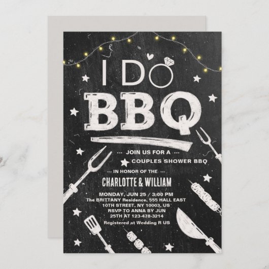 Ik doe BBQ Rustiek Paar Verloving Vrijgezellenfees Kaart (Voorkant / Achterkant)