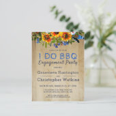 Ik doe BBQ Rustieke Bloemenschuur Houten Trouwfees Briefkaart (Staand voorkant)