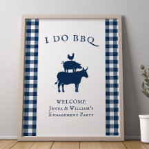 Ik Doe BBQ Rustieke Boerderij Navy Blauwe Gestreep