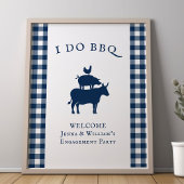 Ik doe BBQ Rustieke boerderijhuisje marineblauwe g Poster