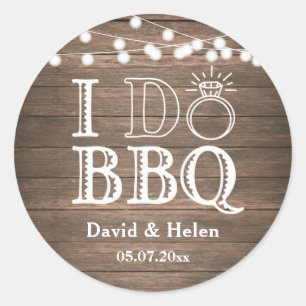 IK DOE BBQ rustieke bruiloft verloving barbecue Ronde Sticker