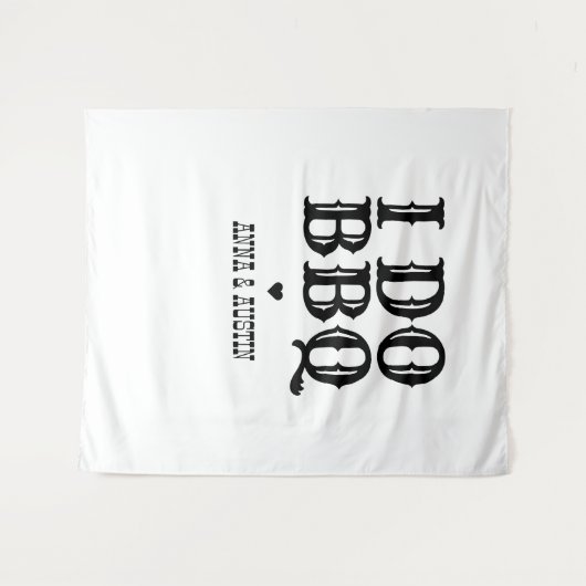 Ik doe BBQ rustieke bruiloft wandtapijt teken Wandkleed (Voorkant (horizontaal))