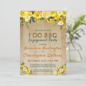 Ik Doe BBQ | Rustieke Gele Bloemverlovingsfeest Kaart (Staand voorkant)