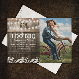 Ik doe BBQ Rustieke Gypsophila Foto Verlovingskaar Kaart