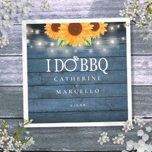 Ik Doe BBQ Rustieke Houten Zonnebloemen Verlovings Servet
