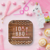 Ik Doe BBQ Rustieke Koppels Bruiloft Uitnodiging F Papieren Bordje (Feest)