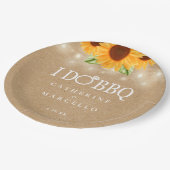 Ik Doe BBQ Rustieke Kraft Zonnebloem Verloving Fee Papieren Bordje (Gekanteld)
