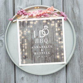Ik doe BBQ Rustieke Lichten Houten Huwelijksaanzoe Servet