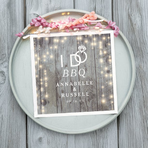 Ik doe BBQ Rustieke Lichten Houten Huwelijksaanzoe Servet