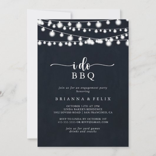 Ik doe BBQ Rustieke Slingers Verlovingsfeest   Kaart (Voorkant)