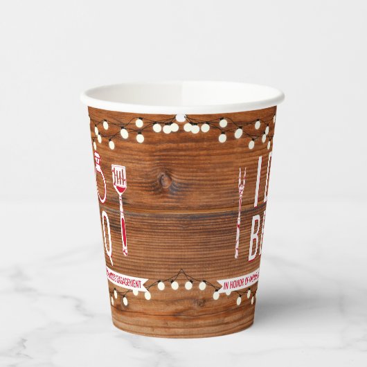 Ik Doe BBQ Rustieke Verloving Feest Koppels Bruisp Papieren Bekers (Links)