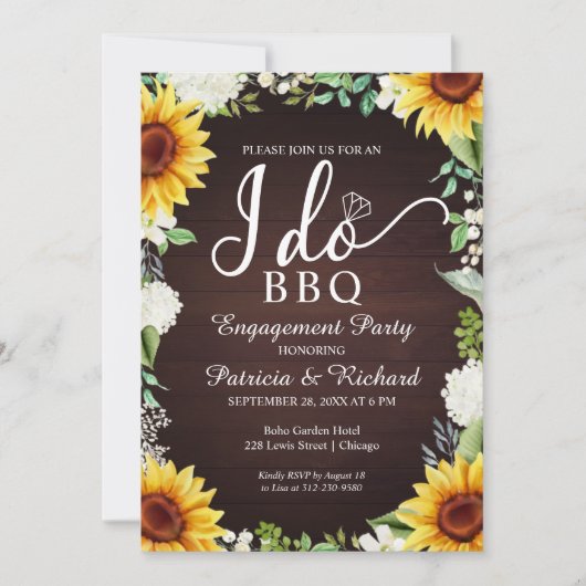 Ik doe BBQ Rustieke Verloving Feest Uitnodiging (Voorkant)