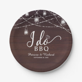 Ik Doe BBQ Rustieke Verlovingsfeest Papieren Bord