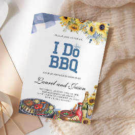 Ik doe BBQ rustieke zonnebloem verlovingsfeest Kaart