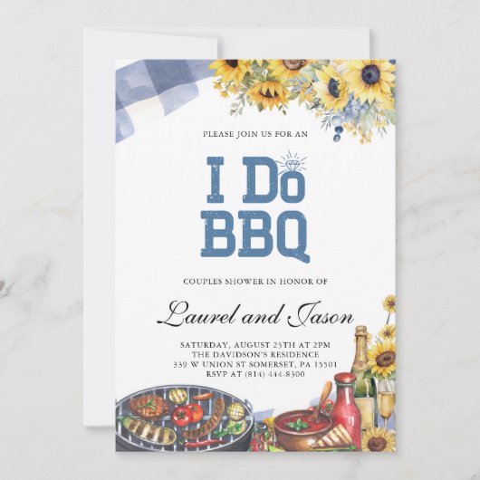 Ik doe BBQ rustieke zonnebloem verlovingsfeest Kaart (Voorkant)