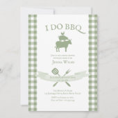 Ik doe BBQ  Sage Green Gingham Vrijgezellenfeest Kaart (Voorkant)
