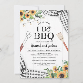 Ik doe BBQ Shower Black en White met zonnebloemen Kaart