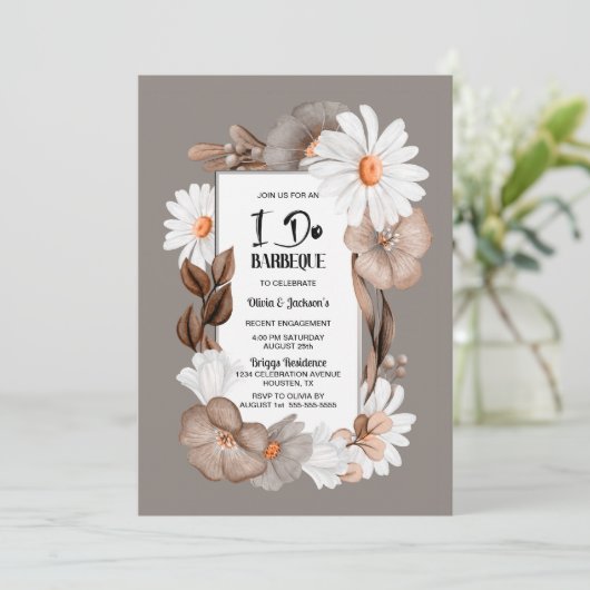 Ik doe BBQ Spring Autumn Engagement Party Kaart (Staand voorkant)