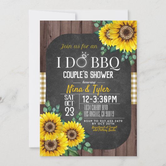 Ik doe BBQ Sunflower Couple's Shower Invitation Kaart (Voorkant)
