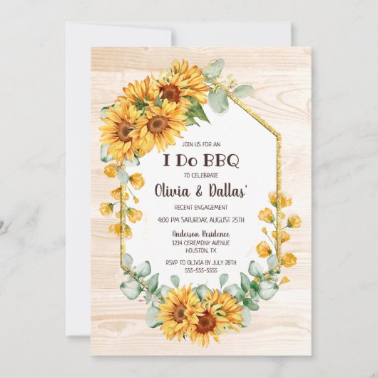 Ik doe BBQ Sunflower Floral Engagement Party Kaart (Voorkant)