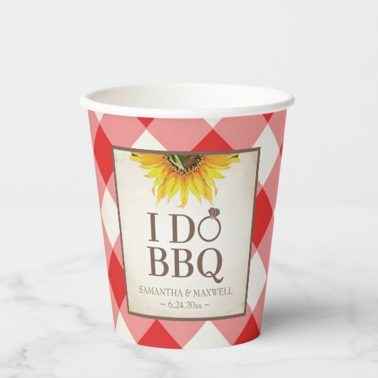 Ik doe BBQ Sunflower Party Tableware Papieren Bekers (Voorkant)