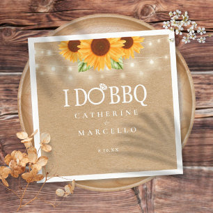Ik doe BBQ Sunflower Rustic Engagement Party Napki Servet