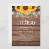 Ik doe BBQ Sunflower Rustic Wood Engagement Party Kaart (Voorkant)