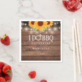 Ik doe BBQ Sunflower Rustic Wood Engagement Party Servet (Insitu)