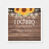 Ik doe BBQ Sunflower Rustic Wood Engagement Party Servet (Voorkant)
