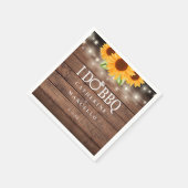 Ik doe BBQ Sunflower Rustic Wood Engagement Party Servet (Hoek)