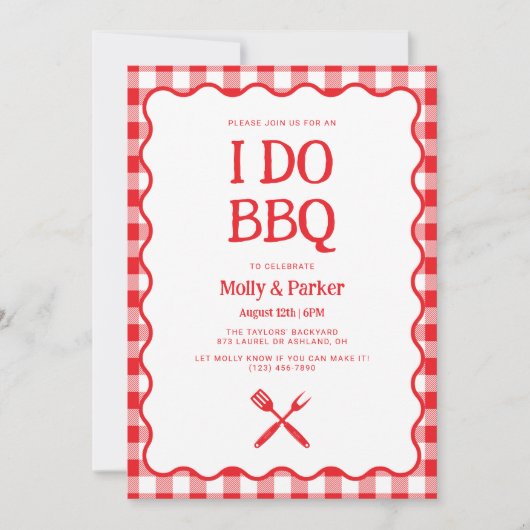 Ik Doe BBQ Trouwfeest Barbecue Uitnodiging (Voorkant)