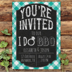 Ik doe BBQ Turquoise Bruids & Trouwdouche Uitnodig Save The Date