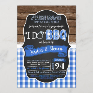 Ik doe BBQ uitnodiging - Blauw