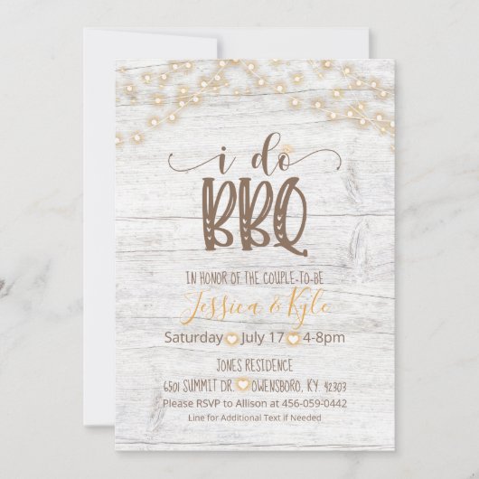 Ik doe BBQ uitnodiging - Rustic White (Voorkant)