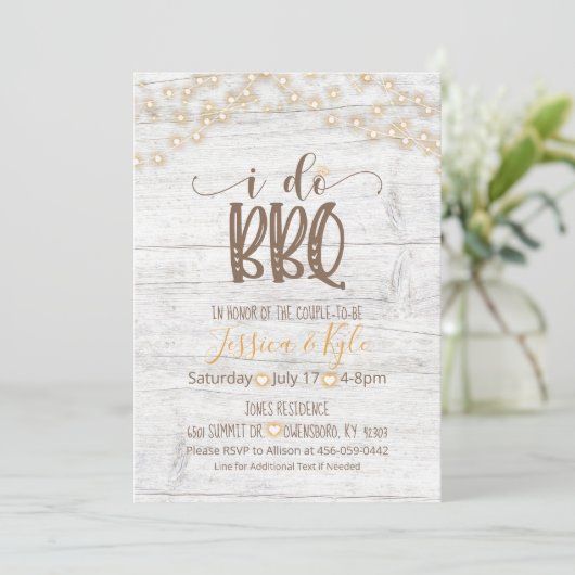 Ik doe BBQ uitnodiging - Rustic White (Staand voorkant)