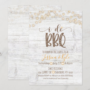Ik doe BBQ uitnodiging - Rustic White