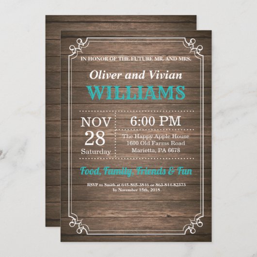 Ik DOE BBQ Uitnodiging Rustieke Blauwgroen bruilof (Voorkant / Achterkant)